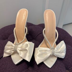 Elegant White Bow Heels